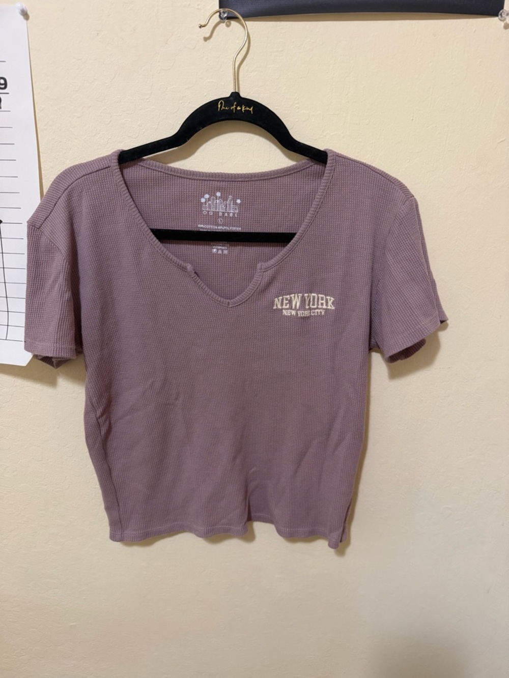 NEW YORK Ribbed Short Sleeve Tee in Mauve